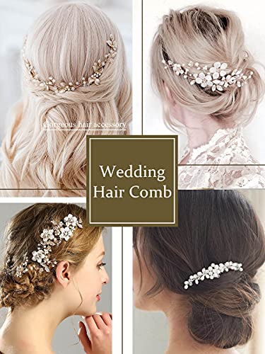 Wedding Hair Comb Pearl Bride Headpieces Rhinestone Bridal Hair Jewelry Side Hair Accessories for Bridesmaids and Brides