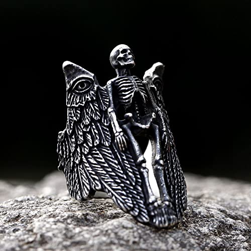 2023 Skull Ring Cool Evil Death Punk Rock Stainless Steel Rings Aly Style Jewelry - style: R1068