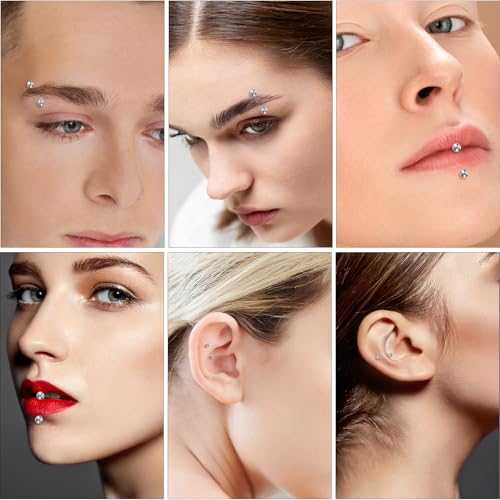 Yolev 8 Pcs 20G Curved Barbell Piercing Jewelry Stainless Steel Eyebrow Jewelry 4 Sizes Vertical Labret Lip Jewelry Eyebrow Piercing Belly Button Ring Eyebrow Ring For Women (6mm 8mm 10mm 12mm)