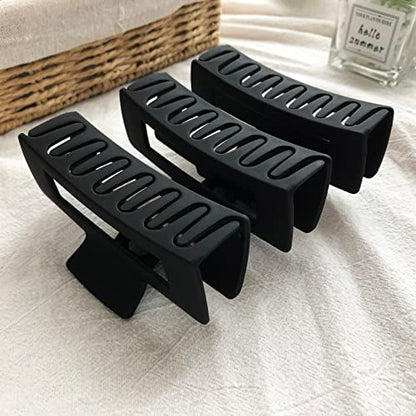 Hair Claw Clips Large Square 4 Inch Matte No Slip Big Rectangle Jaw Clip Clamp for Thick Hair Women, 3 Pack Black - color: G
