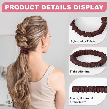 6Pcs Silk Hair Ties 100% Pure Mulberry Silk Scrunchies for Women Girls | No Hair Crease, Anti Frizz, Gentle Hold, No Damage, Color 10 - color: Color 10