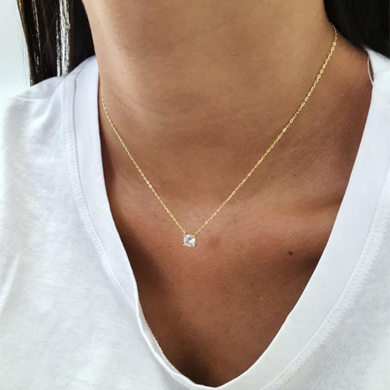 Dainty Choker Necklace for Women 18K Gold Plated Shining Dots Box Chain Sparkle Necklaces Cute Paperclip Link Herringbone Necklace Exquisite Jewelry Gifts for Mom Girlfriend - style: Z/Simple Diamond GD