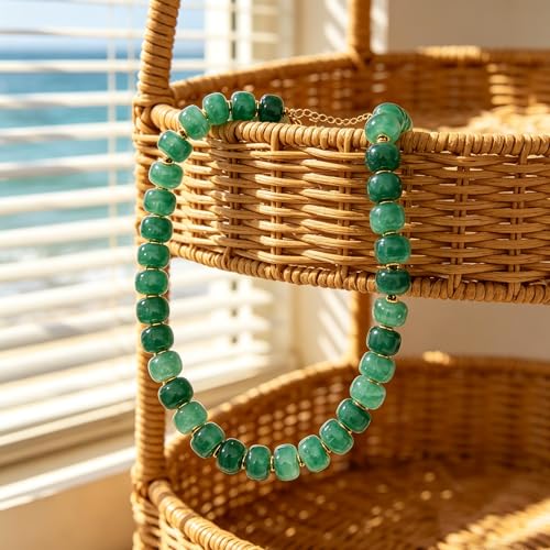 Chunky Colorful Beaded Necklace for Women Boho Summer Statement Resin Choker Necklaces Beach Jewelry Accessories - color: Green