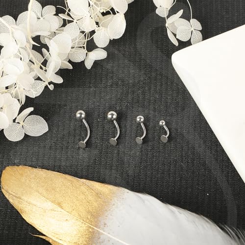 ZS 16G Devil Curved Barbell Lip Ring, Stainless Steel 6/8/10/12mm Long Bar Belly Button Ring, Flat Back Tiger Teeth Vertical Labret Lip Rook Navel Piercing Jewelry - color: Silver, size: L:6mm