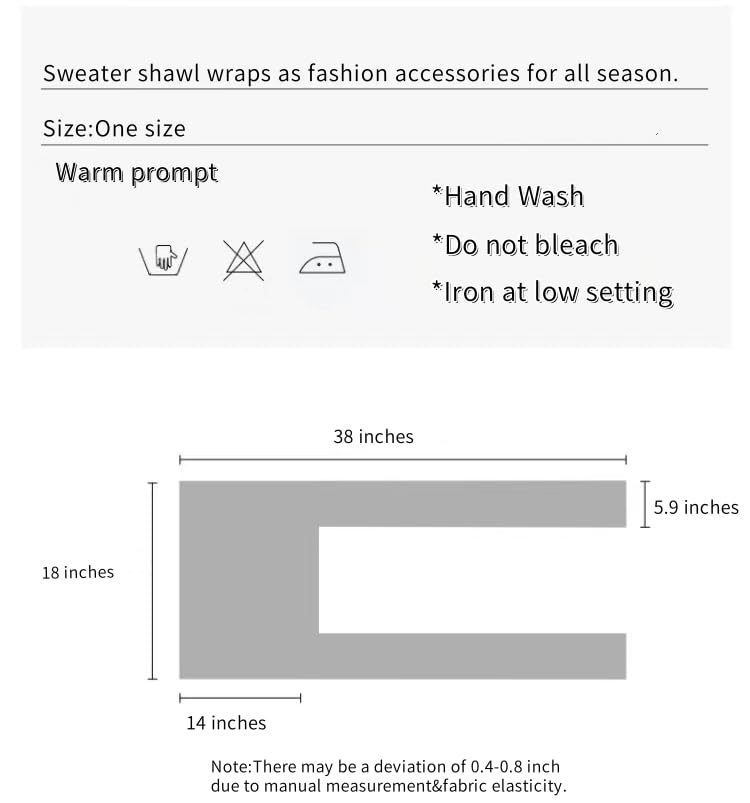 WaJuemy Women's Sweater Shawl Wraps Sleeves Knitted Collar Sweater Scarf Top Casual Lightweight Shoulder Cape Accessories - color: 17 White/Sky Blue