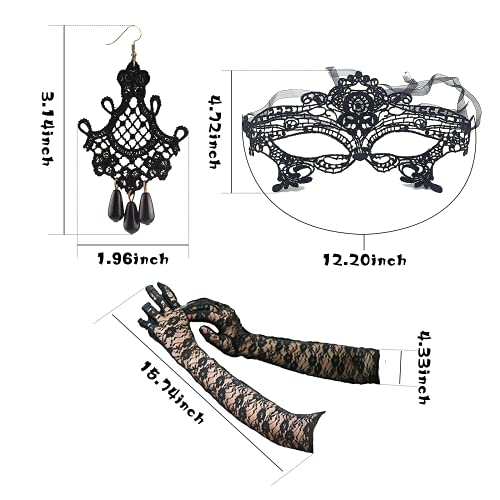 YANCHUN Halloween Gothic Jewelry Set Vampire Accessories Black Choker Necklace Bracelet Earrings Set Witch Cosplay Halloween Costume Accessories - color: Black