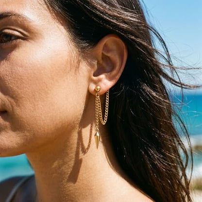 Gold Plated Dangle Earrings Dainty Silver Drop Earring Trendy Long Dangling Wedding Bridesmaid Hoop Diamond Crystal Cute Earring Prom Jewelry Graduation Gifts for Women - color: gold 2