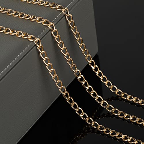 16.4 Feet Twisted Curb Chain Links Gold Plated Aluminum Bracelet Necklace Chain Bulk for DIY Craft Jewelry Making with Lobster Clasps and Jump Rings - color: 7×10mm-Gold