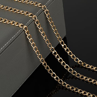 16.4 Feet Twisted Curb Chain Links Gold Plated Aluminum Bracelet Necklace Chain Bulk for DIY Craft Jewelry Making with Lobster Clasps and Jump Rings - color: 7×10mm-Gold
