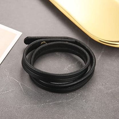 HZMAN Men's & Women's PU Leather Wrap Bracelet - Handmade Steampunk Style Wristband (8.0 Inch) - color: Black