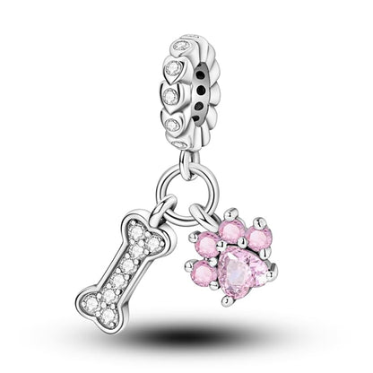 925 Sterling Silver Charms for Bracelets and Necklaces Beads Charms Jewelry Gift for Women - color: Cute Paw Bones