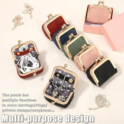 Zivyes Mini Jewelry Box Travel Small Coin Purse Organizer Case Genuine Leather Tiny Size (Red) - color: Red-Tiny
