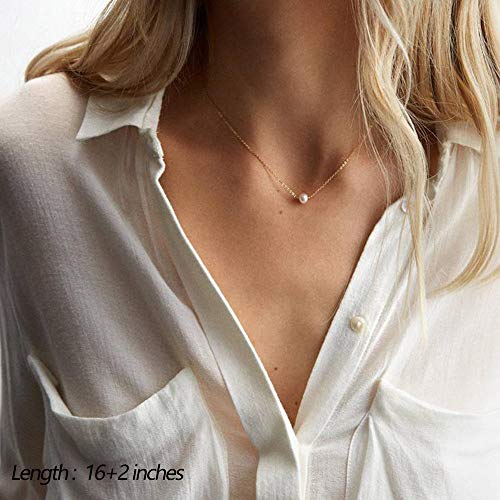 Turandoss Dainty Layered Choker Necklace, Handmade Y Pendant Necklace Multilayer Bar Disc Necklace Adjustable Layering Choker Necklaces for Women - style: 3PCS - simulated Pearl&Curved Bar&Bar