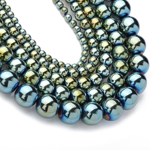 Zenkeeper About 180 Pcs Green Hematite Beads for Jewelry Making 4 MM Hematite Gemstones Loose Stone Beads - color: Green Hematite, size: 4MM, about 180pcs