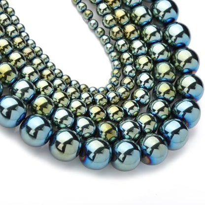 Zenkeeper 108Pcs Green Hematite Stones Beads Spacer Loose Beads Bulk with Holes Handcrafted for DIY Bracelets Jewelry Making Crafts Supplies - color: Green Hematite, size: 8MM, 108pcs
