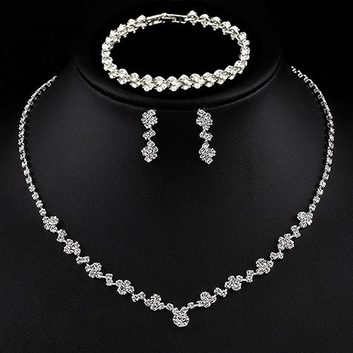 Crystal Wedding Jewelry Set, Necklace Earrings, for Accessories | Silver jewelry design, suitable almost occasions, non fading, non oxidizing, Valentine's Day gift, wedding jewelry sets - color: sliver