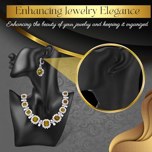 Flexzion Jewelry Bust Display Stand - Black Resin Mannequin Earring Stand for Selling & Displaying - Necklace Bust Display Holder for Show, Boutique, Small Business & Retail | Black resin necklace and earring holder for boutiques, vendor tables, retail di