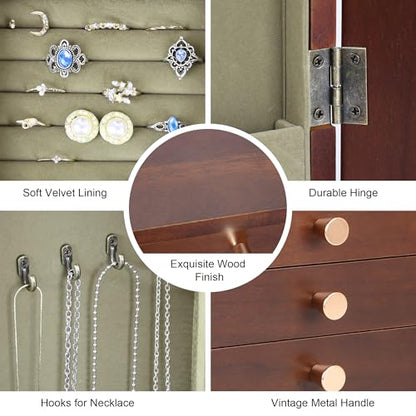 Kendal Wooden Jewelry Box for Women, Wooden Jewelry Organizer, 5-Layer Jewelry Organizer Box with Side Door, Jewelry Holder Organizer for Earrings, Necklaces, Rings