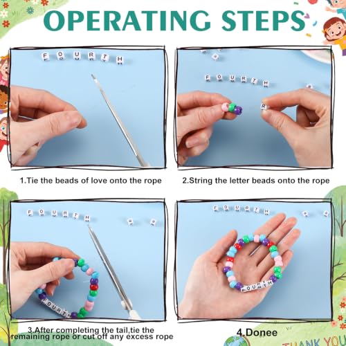 Tondiamo 24 Sets 4th Grade Back to School Gifts Friendship Bracelet Making Kit for Students Include Our Class is a Family Greeting Cards Beads Strings Bags DIY Kit for First Day of School Classroom - style: 4th Grade