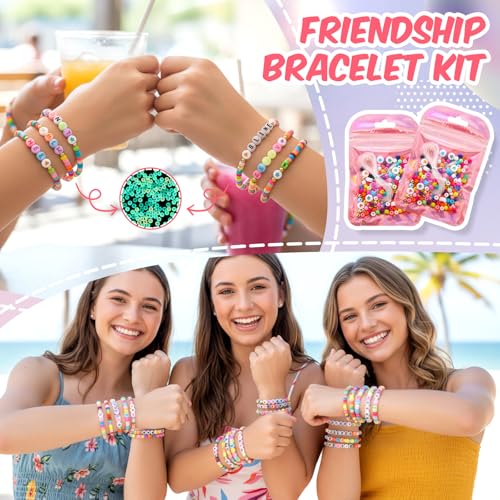 Kenning 24 Set Friendship Bracelet Making Kits Glow in The Dark Letter Beads DIY Jewelry Supplies Colorful Various Beads Set Personalized Bracelet for Christmas Wedding Birthday Gift Craft Wrapped