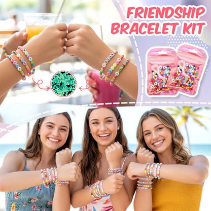 Kenning 24 Set Friendship Bracelet Making Kits Glow in The Dark Letter Beads DIY Jewelry Supplies Colorful Various Beads Set Personalized Bracelet for Christmas Wedding Birthday Gift Craft Wrapped