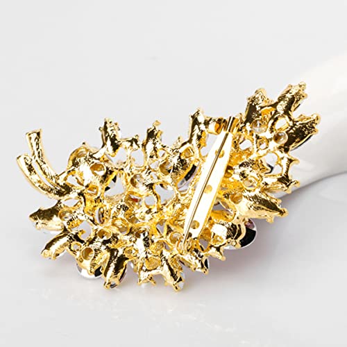 seven wolves Women Crystal Bouquet Brooch Pin All-Match Accessories Rhinestone Brooches and Pins - color: Sliver Purple E