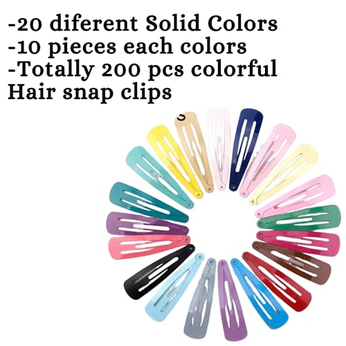 Havilah Snap Hair Clips - 200 Pieces Set Non-slip Metal Hair Clips Cute Kawaii Barrettes for Women - Multi-color - color: Snap Hair Clips - Multi-color