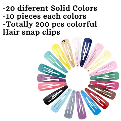 Havilah Snap Hair Clips - 200 Pieces Set Non-slip Metal Hair Clips Cute Kawaii Barrettes for Women - Multi-color - color: Snap Hair Clips - Multi-color