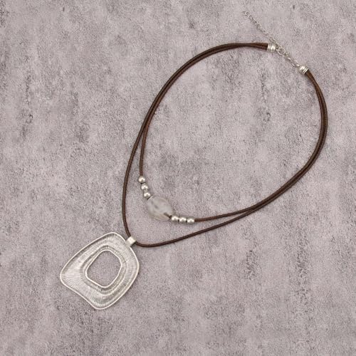 Boho Necklaces for Women Chunky Circle Necklace Bohemian Necklaces | Chunky Boho Necklace for Women Layered Boho Circle Leather Choker Necklace Long Vintage Necklaces Bohemian Jewlery Gifts - style: Bohemian Multilayer Necklace