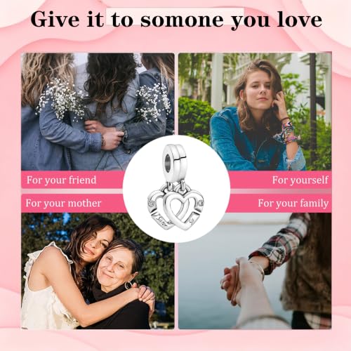 925 Sterling Silver Charms Pendants Mom Heart Dog koi fish Sea Turtle Football Charms for bracelet Pendants Beads Mom Sister Wife Family, Friends, Birthday gifts - style: 2-in-1 Sister Heart Pendant