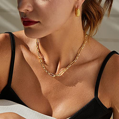 FRUMOS Dainty Layered Choker Necklace 18k gold Plated Y Pendant Commemorative coin Necklace Multilayer Bar Disc Necklace Adjustable Layering Choker Necklaces fashion jewelry for Women Girls - color: Gold axiom chain