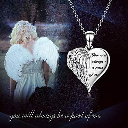 YFN Locket Necklace 925 Sterling Silver Heart Locket Necklace that Holds Pictures for Women Jewelry Gifts - style: Heart guardian angel