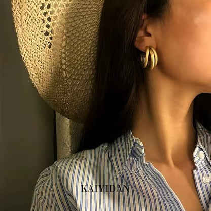 2 Pairs Gold/Silver Hoop Earrings For Women Set Trendy,14K Plated Gold Chunky Huggie Hoop Earings Pack,Oval Twisted Statement Silver Hoops,Fashion Jewelry Gift - color: 11) matte hoop