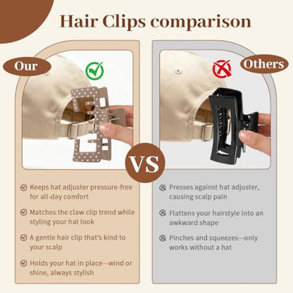 4 Pack Hat Claw Clips for Women, 4.1 Inch Large Hair Clips for Thick Hair | 2-in-1 Cute Hair Claw Clips Strong Hold Jaw Clips for Daily Styling, Baseball Cap & Trucker Hat, Polka Dot (Patent Pending) - color: Polka Dot