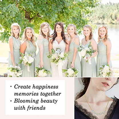 DHQH Bridesmaid Earrings Necklace Set Proposal Gifts Set for Women Leaf Pendant Necklace set of 4/6 Wedding Jewelry - color: new gold-6