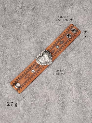 Jeilwiy Punk Leather Wristbands for Men Bracelets Handmade Wide Cuff Bangle Braided Jewelry Black Brown Adjustable - Punk Father's Gifts - color: 04 Leather Cuff Bracelet Brown