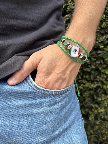 World Cup National Team Soccer Fan Bracelet – Faux Leather – Sports Fashion Jewelry - color: Mexico Green