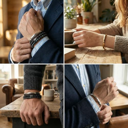 Silver Cuff Bracelet, Dainty Minimalist Unisex Bangle, Hypoallergenic, Tarnish-Resistant, Premium Eco Friendly Gift Box Included - color: Gold