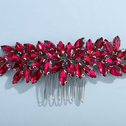 Teyglen Dainty Simple Full Rhinestones Bride Wedding Hair Comb Luxurious Hair Accessories Shiny Rhinestones Bridal Side Hair Combs for Women Bride (Plum purple) - color: Plum purple