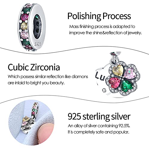 Pandach 925 Sterling Silver Charms Beads for Bracelets and Necklaces Butterfly and Headphones Pendants Clover Charms Jewelry Gift for Women - style: CZ Flower Charm