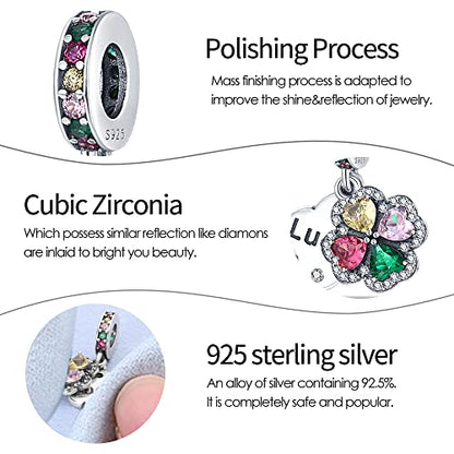 Pandach 925 Sterling Silver Charms Beads for Bracelets and Necklaces Butterfly and Headphones Pendants Clover Charms Jewelry Gift for Women - style: CZ Flower Charm