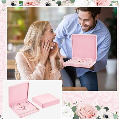 6 Pcs Velvet Jewelry Set Box Jewelry Display Case Earring Ring Bracelet Necklace Gift Box Pearl Necklace Storage Case for Mother's Day Wedding Travel Anniversary(Pink) - color: Pink