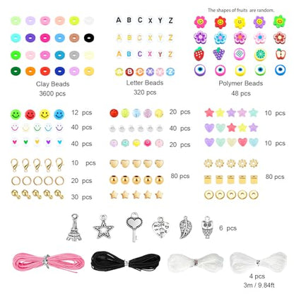 Dowsabel Clay Beads 7500 Pcs Friendship Bracelet Making Kit,2 Boxes 24 Colors Polymer Heishi Beads with Letter Beads for Jewelry Making, DIY Arts and Crafts Gifts Toys for Girls Age 4+ - style: Cute Charm
