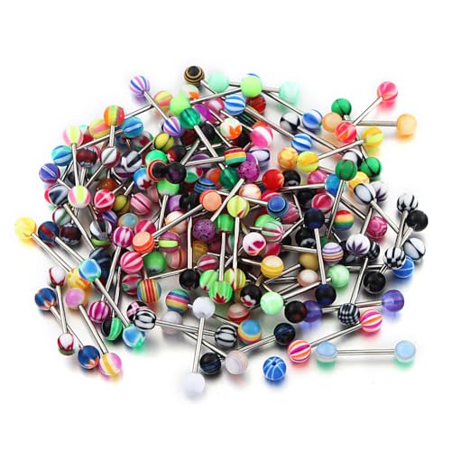 60 Pieces Tongue Ring Acrylic Mix Barbell Body Piercing Jewelry Creative And Exquisite Workmanship