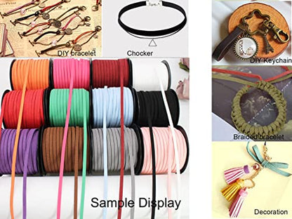 5mm Faux Suede Leather Cord String for Jewerly Making 40 Yards Pink Bracelet Cords Flat Thin Leather Lace Thread for Necklace-Chocker & DIY Projects - size: 40 Yards Pink