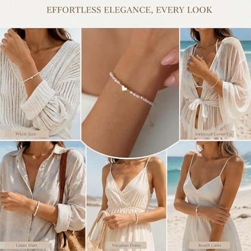 Pearl Bracelets for Women Dainty Baroque Pearl Bracelet White Bridesmaid Bridal Bracelet Wedding Jewelry Gifts for Mother Daughter Matching Outfits - color: A3:pearl bracelet