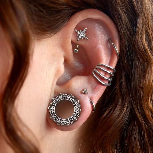 1 pair 9g ear weight Classic Spheres, Hypoallergenic 316 Stainless Steel Ear Weights Plugs Tunnels Gauges for Ear Body Jewelry Women Men - color: 1765-Silver