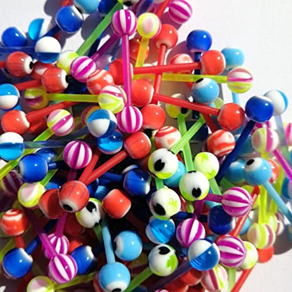 FORUBUS Colorful Tongue Rings Nipple Rings for Women Body Piercing Jewelry 14G 16mm Pierced Barbells Body Jewelry 50Pcs/30Pcs/20Pcs Pack - color: A-20Pcs
