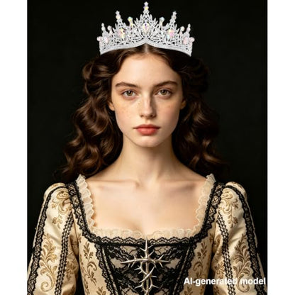 Casoty AB Crystal Tiaras and Crowns for Women, Rhinestone Queen Headband Bridal Headpieces for Wedding Birthday Prom Quinceanera Pageant Party - color: AB