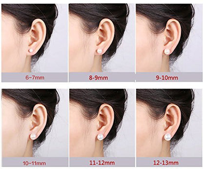ALYC Pearl Earrings Freshwater Pearl White Button Stud Earrings with 925 Sterling Silver for Women - size: 9.5-10.0mm